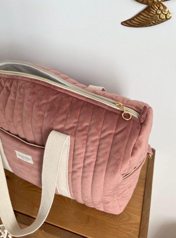 sac à langer matelassé velours rose