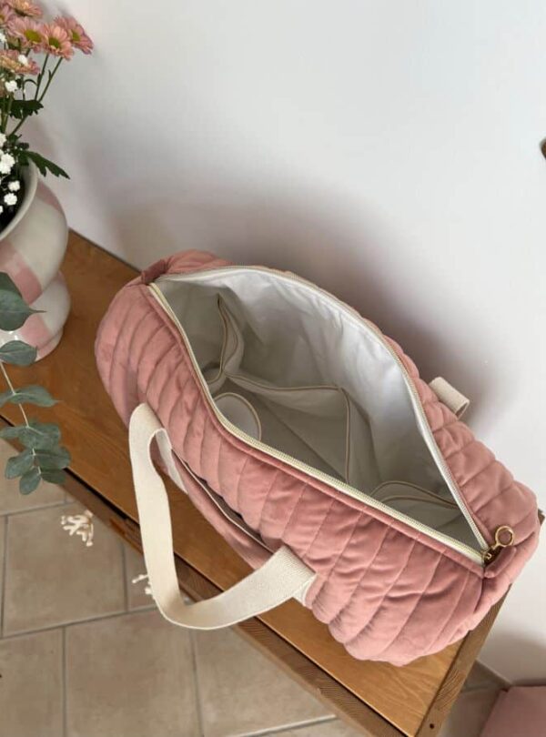 sac à langer matelassé velours rose