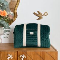 sac à langer matelassé velours vert