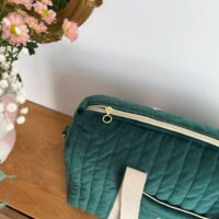 sac à langer matelassé velours vert