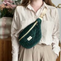 sac banane standard matelassé velours vert