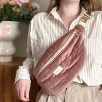 sac banane xl matelassé velours rose