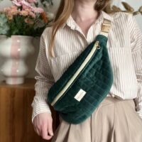 sac banane xl matelassé velours vert