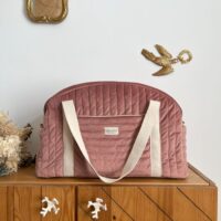 sac voyage matelassé velours rose