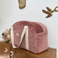 sac voyage matelassé velours rose