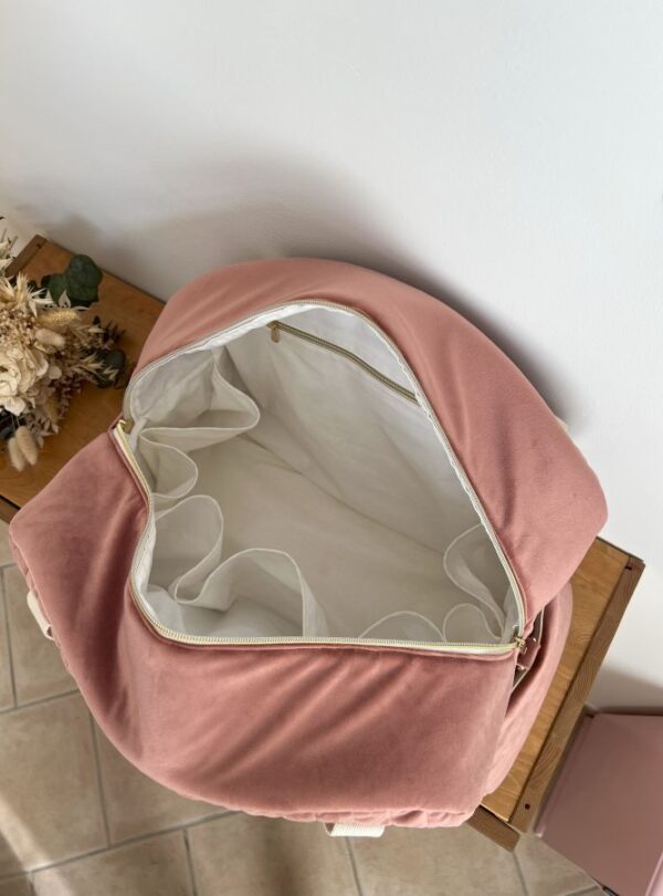 sac voyage matelassé velours rose intérieur