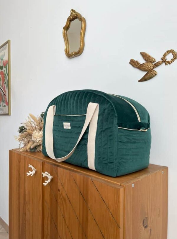 sac voyage matelassé velours vert