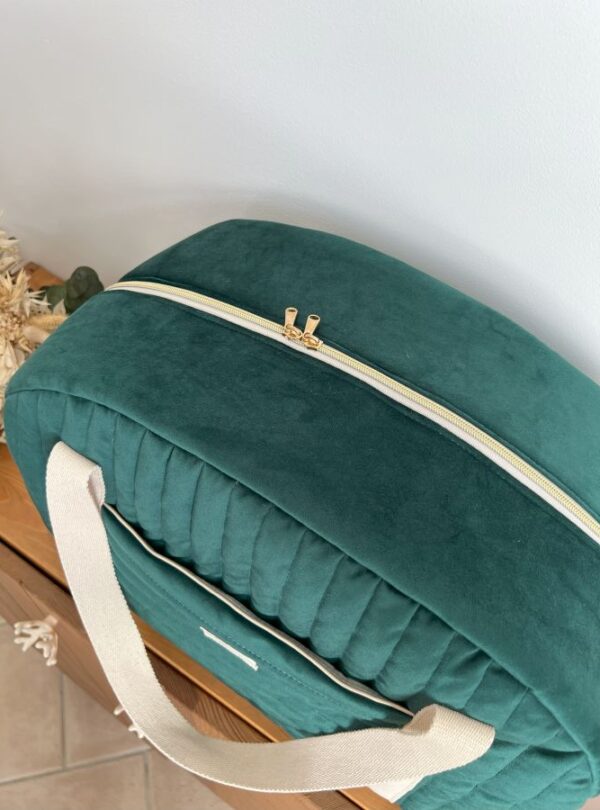 sac voyage matelassé velours vert