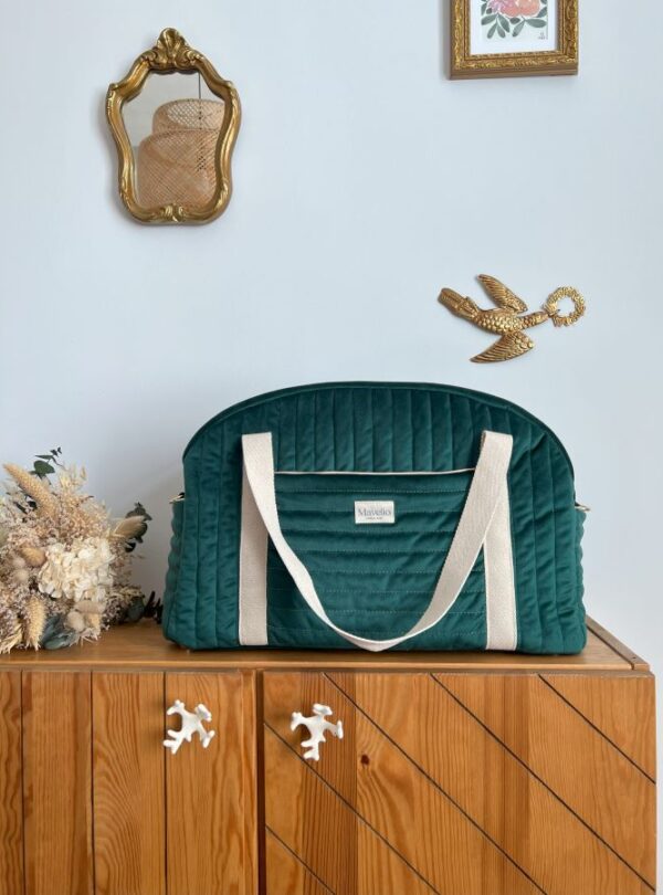 sac voyage matelassé velours vert