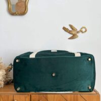 sac voyage matelassé velours vert dessous