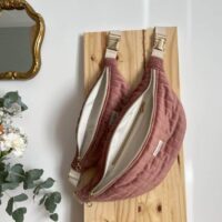 sacs banane standard et xl matelassé velours rose ouvert