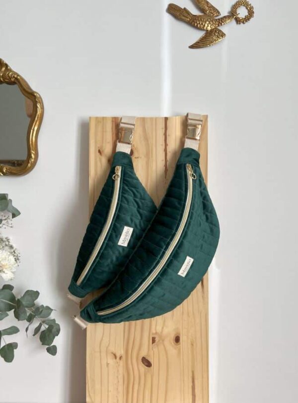 sacs banane standard et xl matelassé velours vert