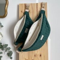 sacs banane standard et xl matelassé velours vert ouvert