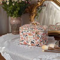 vanity matelassé coton imprimé fleuri prairie écru