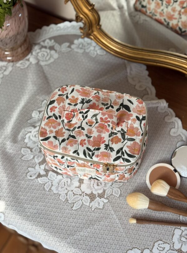 vanity matelassé coton imprimé fleuri prairie écru (3) vanity matelassé coton imprimé fleuri prairie écru