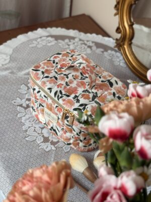 vanity matelassé coton imprimé fleuri prairie écru