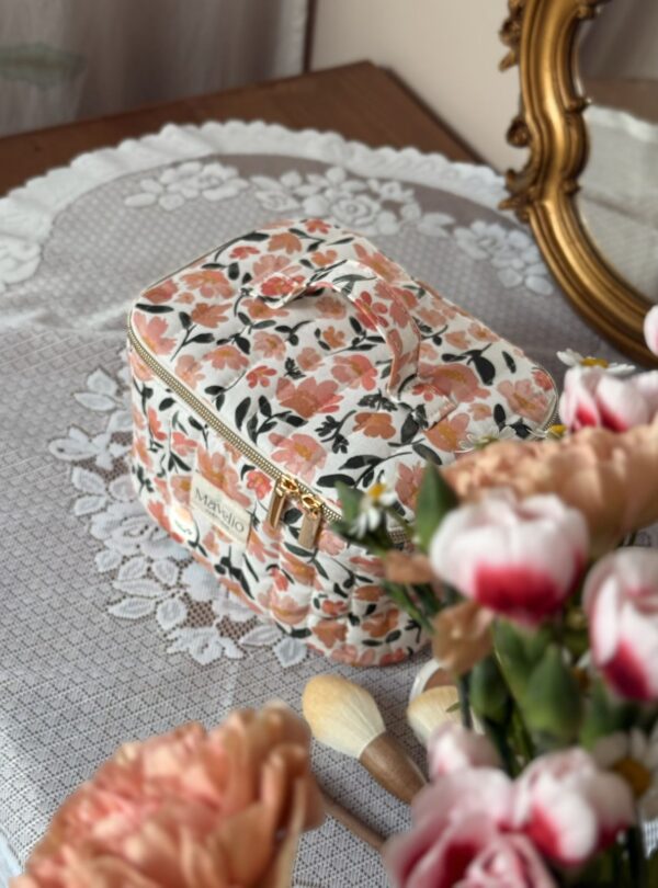 vanity matelassé coton imprimé fleuri prairie écru