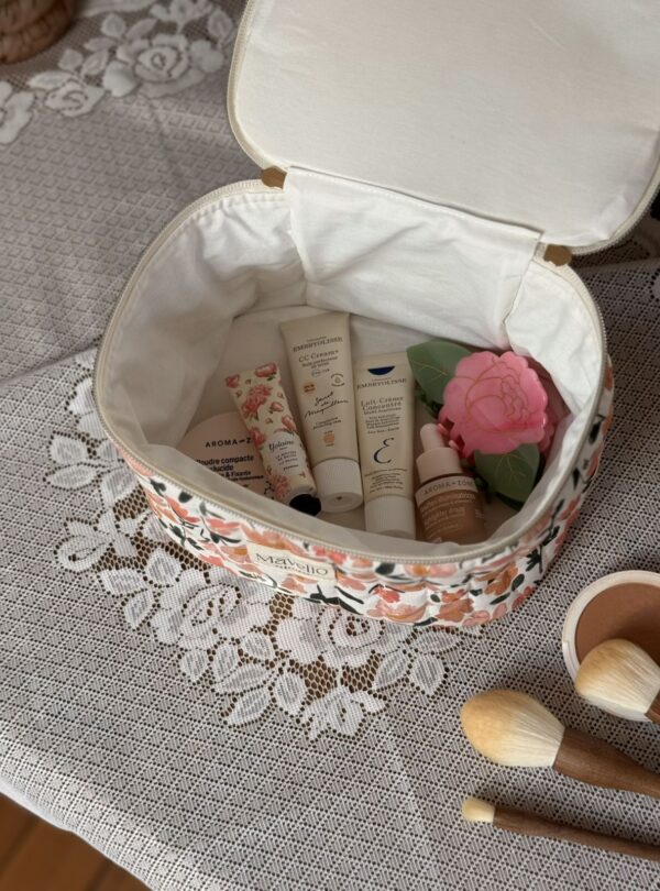 vanity matelassé coton imprimé fleuri prairie écru vanity matelassé coton imprimé fleuri prairie écru