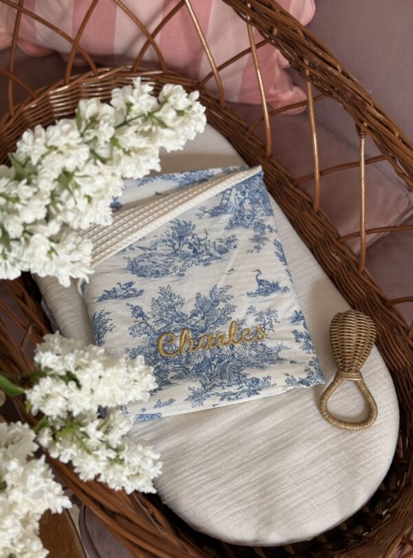 couverture bébé coton toile de jouy bleu couverture bébé coton toile de jouy bleu