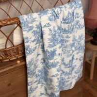 couverture bébé toile de jouy bleu coton