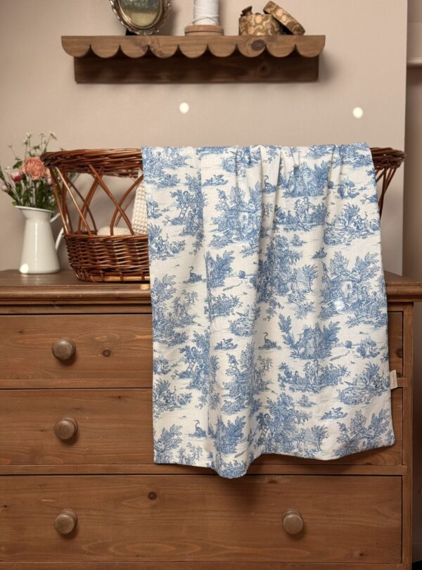 couverture bébé toile de jouy bleu coton (3) couverture bébé toile de jouy bleu coton