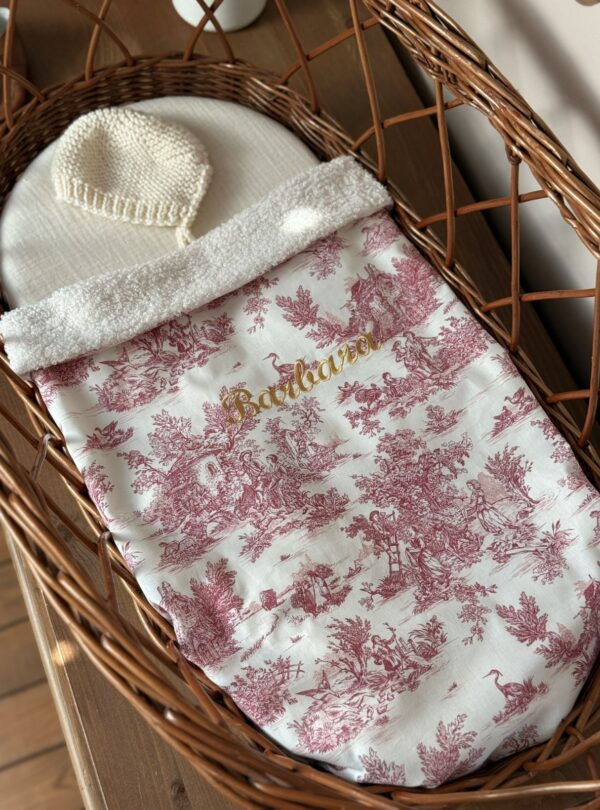 couverture bébé toile de jouy framboise coton (3) couverture bébé toile de jouy framboise coton