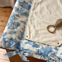 housse de matelas à langer toile de jouy bleu
