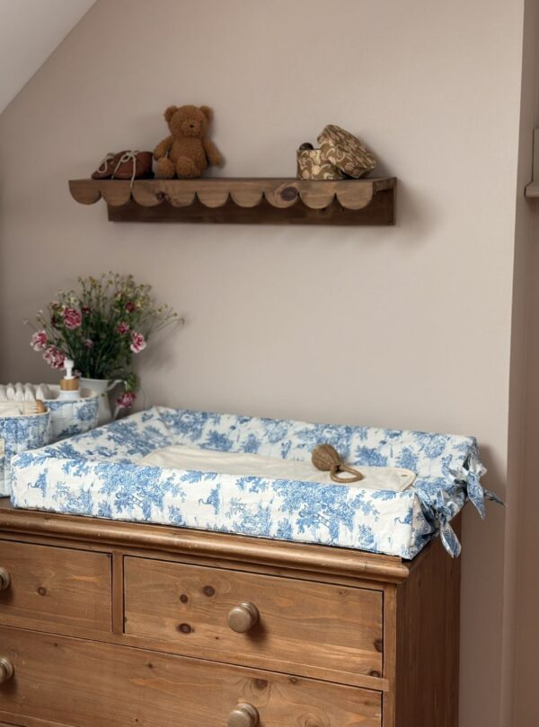 housse de matelas à langer toile de jouy bleu