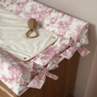 housse matelas à langer toile de jouy framboise