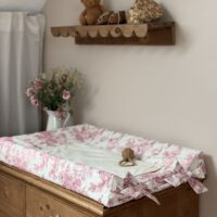 housse matelas à langer toile de jouy framboise