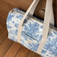 sac à langer matelassé toile de jouy bleu