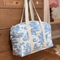 sac à langer matelassé toile de jouy bleu