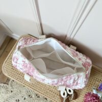 sac à langer matelassé toile de jouy framboise