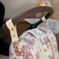 sac à langer matelassé toile de jouy framboise