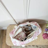 sac à langer matelassé toile de jouy framboise