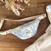 sac banane matelassé toile de jouy bleu