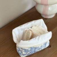 trousse toilette matelassé toile de jouy bleu