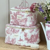 vanity matelassé toile de jouy framboise