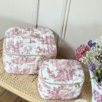 vanity matelassé toile de jouy framboise