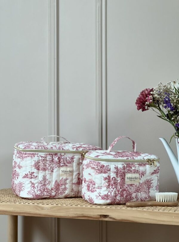 vanity matelassé toile de jouy framboise