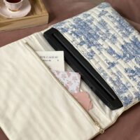 housse pour ordinateur portable matelassée toile de jouy bleu