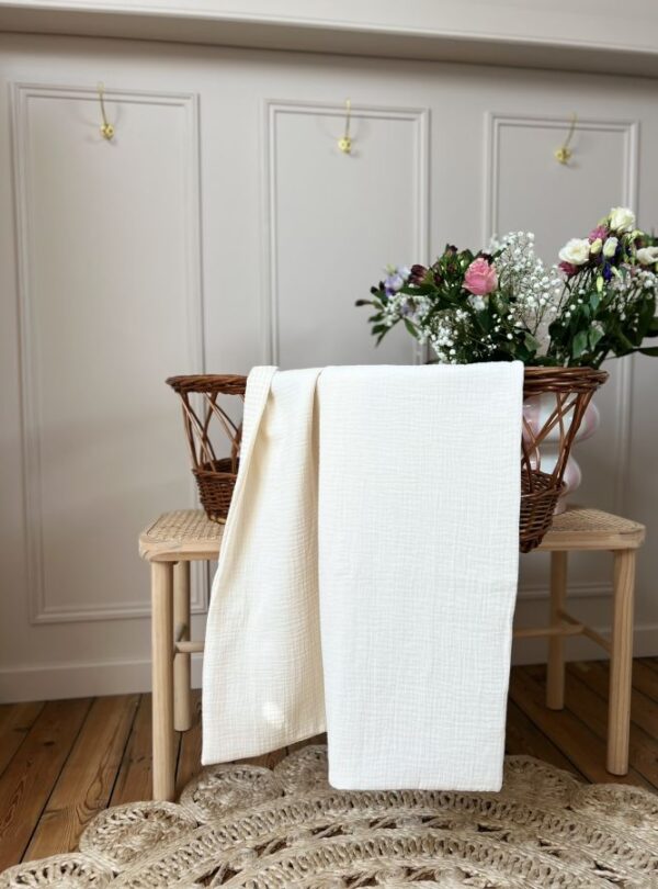 couverture bébé personnalisé gaze de coton écru unie
