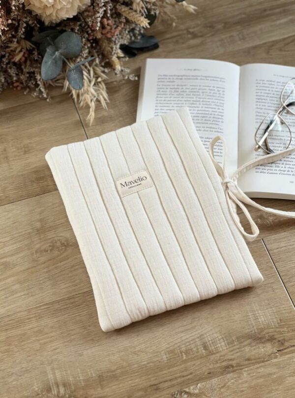 pochette pour livre gaze de coton écru