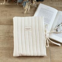 pochette pour livre gaze de coton écru uni