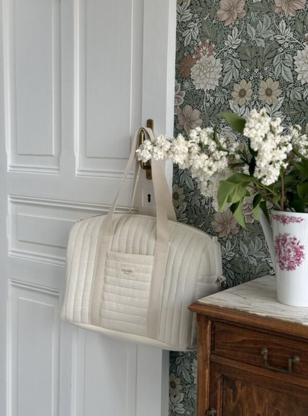 sac à langer matelassé gaze de coton écru uni (2) sac à langer matelassé gaze de coton écru uni