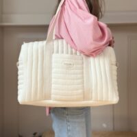 sac a langer matelasse gaze de coton ecru uni