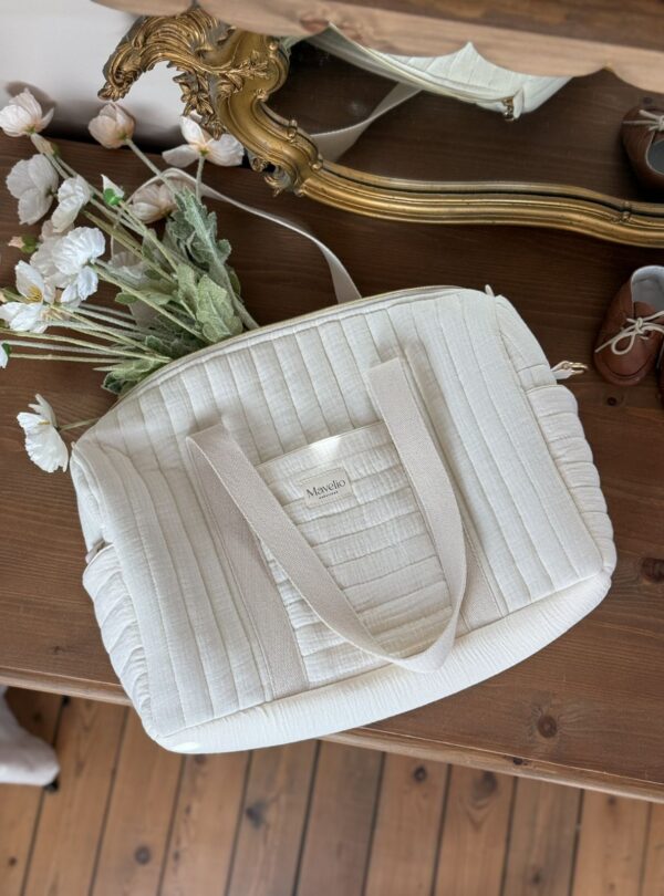 sac à langer matelassé gaze de coton écru uni (3) sac à langer matelassé gaze de coton écru uni