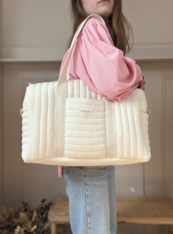 sac a langer matelasse gaze de coton ecru uni