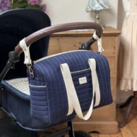 sac à langer matelassé gaze de coton bleu nuit