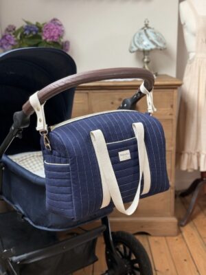 sac à langer matelassé gaze de coton bleu nuit